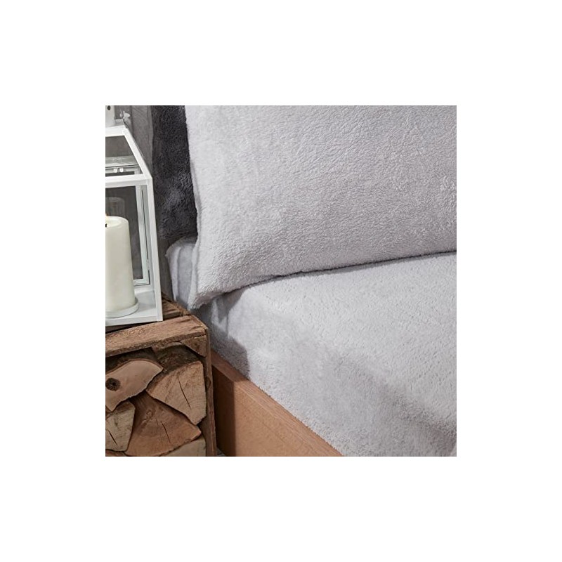 Brentfords Teddy Fleece Fitted Bed Sheet Plain Thermal Warm Soft