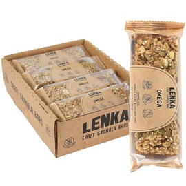 Lenka Bars - Omega Snack Bars, Gluten Free, High Fiber, Kosher, Wholesome, No Artificial Flavors, Individually Wrapped - 12 Pack