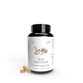 Pilze Wohlrab - Organic Shiitake Mushroom Powder Capsules, 100 Capsules of 400 mg Shitake Powder per Capsule, Vital Mushroom Powder, 1 Tin - Highest Organic Quality