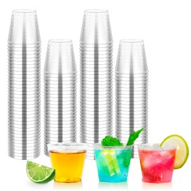 Shot Glasses,100Counts 1OZ. Plastic Shot Glasses, Clear Hard Shot Cups Disposable Shot Glasses for Holding Liquids,Sauces and Samples,1Ounces Shot Glasses Disposable Cups for Parties,Outdoor Events