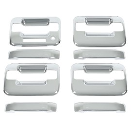 KUAFU 4 Door Handle Covers Compatible with 2004-2014 Ford F-150 4 Door (with KeyPad Cutout) ABS Plastic Chrome Silvery