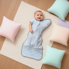 Baby Swaddle Blanket for Newborns and Infants,2-Piece Set Infant Pajamas,Bidirectional Zipper,Easy to Put On and Take Off (Green+Light Blue, S(0-3 Months))