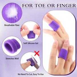 Blulu 16 Pcs Toe Cushion Tube Sleeves Soft Gel Corn Pad Protectors for Cushions Corns, Blisters, Calluses, Toes and Fingers(Purple)