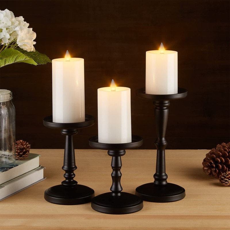 CozierGlow Rechargeable Flameless Pillar Candles with Remote Timer, 3D Moving