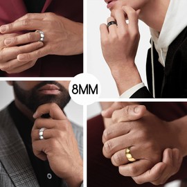 8MM Stainless Steel Men Rings High Polished Steel Thumb Band Chunky Fashion Ring for Biker Rapper Size S US 9