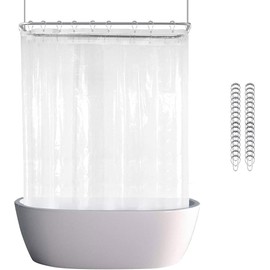 De-Mediocre Clawfoot Tub Shower Curtain 180x60 Inch Clear Liner All Warp Around Extra Wide 36 Metal Hooks Heavy Duty Vinyl Bath Curtain for Clawfoot Stand Up Tub Bathroom PEVA Waterproof Liner