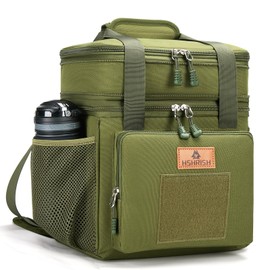 Tactical Lunch Box, Large Expandable Insulated Lunch Bag, Durable Leakproof Cooler Bag for Men/Women/Adults/Work Office Outdoor Picnic Trip,15 L, Army Green, HSHRISH