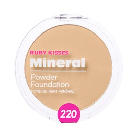 Ruby Kisses Mineral Pressed Powder Foundation, Medium to Full Coverage Natural Finish 0.35 Ounce (Natural Beige)