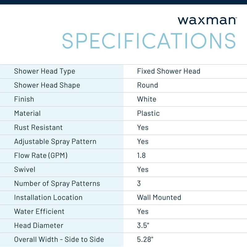 Waxman Serene 3 Spray Fixed Shower (White)