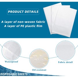 Tatuo 50 Pieces 31 x 70 Inches Plastic Bed Sheets Bed Cover Massage Table Sheet Waterproof Non-woven Fabric for Spa, Lash, Tattoo, Beauty Salon, Waxing, Hotels(White)