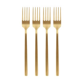 Argon Tableware Stainless Steel Dinner Forks - 19.5cm - Gold - 4X Dining Forks High Polished Metal Fork 4-Piece Table Fork Cutlery Set