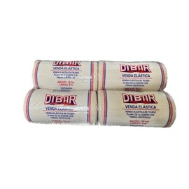 DIBAR Venda Elástica de Tejido Plano de Algodón, 10 cm x 5 m, Paquete con 4 Piezas, Blanco