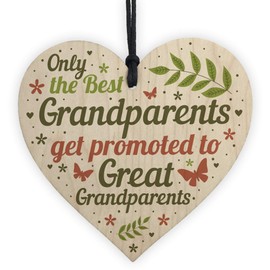 RED OCEAN Baby Announcement Great Grandparent Gifts Wooden Heart Grandparent Birthday Christmas Keepsake