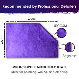 CA Detailing Premium Edgeless Microfibre Car Drying Towels Large, 3 Pack Super Thick Absorbent Car Cleaning Cloths, 500GSM 60x40cm - Perfect Drying Towel for Household, Car Detailing,Drying, Washing