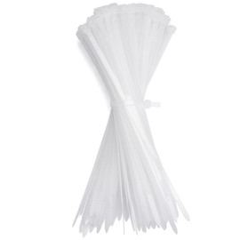 GUNGY Cable Ties White 200 x 4.8 mm Cable Ties UV Resistant Heat Resistant Tensile Strength 22 kg for Cable Management Gardening Workshops Pack of 100