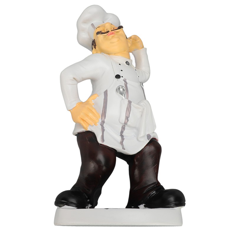French Chef Figurine 30x14x11cm Resin Funny Chef Sculpture Kitchen Restaurant