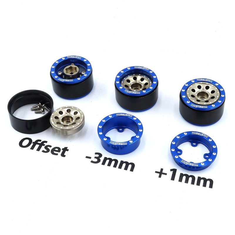 hobbysoul Heavy Adjustable Offset 1/24 Wheels and Tires, Negative Offset