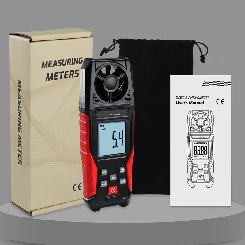 Digital Anemometer Wind Speed Meter (0.3-30 m/s) Air Velocity &