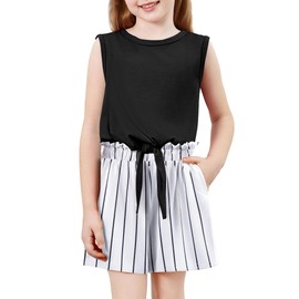 Arshiner Toddler Baby Girls Summer Clothes Outfits Tie Knot Front Tops and Casual Shorts Girl 2-piece Set 3T