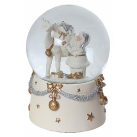 Musical Santa with Silver Tree and Sack Snow Globe Water Ball Plays We Wish You a Merry Christmas 15cm Tall