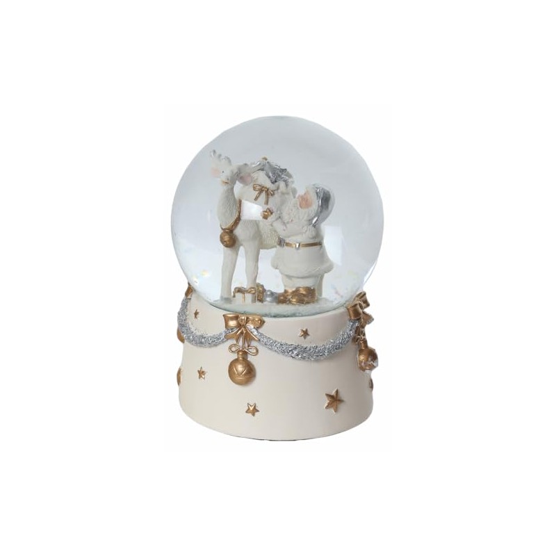 Musical Santa with Silver Tree and Sack Snow Globe Water