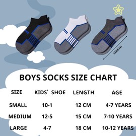 Comfoex 12 Pairs Boys Socks - Ankle Low Cut Athletic Half Cushioned Short Socks For Kids 4-6, 6-8, 8-10 Years Old