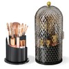 JIANGLAI Makeup Brush Holder with Lid, 360 Rotating Multifunction Clear