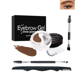 Eyebrow Gel Brow Pomade Set-2 in 1 Waterproof Tinted Brow Cream Gel Auburn & Clear Brow Setting Glue Wax,Filling & Shaping Tinted Brow Filler with Brow Brush Razor,Brow Color Makeup for Women Girl-#05