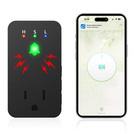 Power Failure Alarm WiFi, 110dB Loud Freezer Smart Power Outage Alarm with LED Indicator, 3 Volume Levels & Voltage Detection, Socket Expansion, App Alerts, for Refrigerator, Sump Pump, Aquarium
