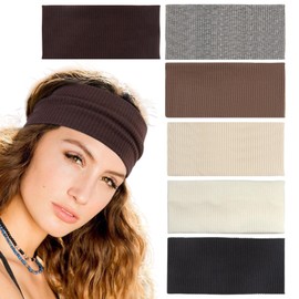 6 Stück Stirnbänder für Damen, Elastische Rutschfeste Breite Haarbänder, Haarband Dünn Stirnband, Rutschfest, Kurzes Haar, Yoga, Workout, Laufen, Sport