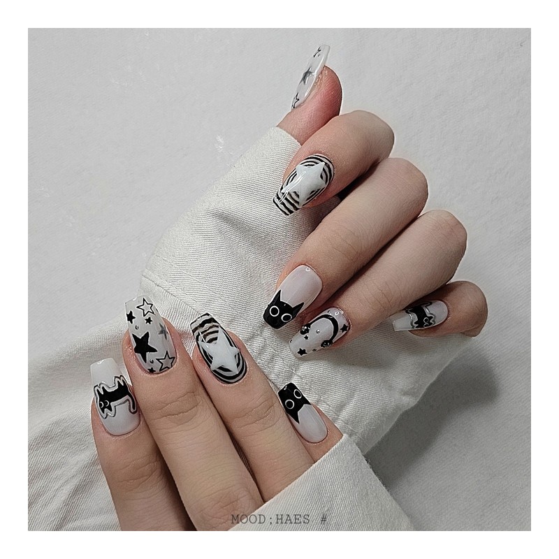 [M;H #] Cat Waltz Handmade Nail Tips - Enter Lake