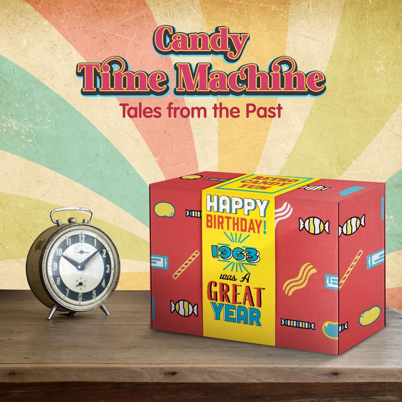 RETRO CANDY YUM ~ 1963 63rd Birthday Gift Basket Box