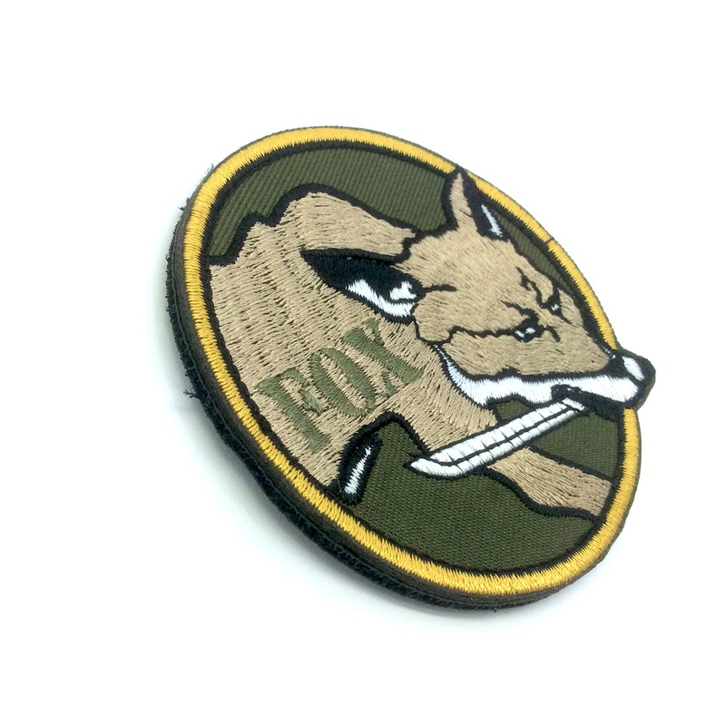 Fox Foxhound Round Embroidered Airsoft Patch, brown