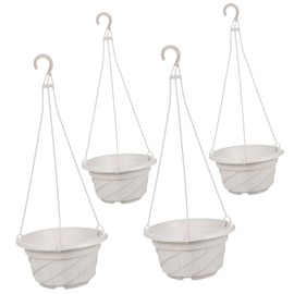 Parliky Hanging Planters: Plastic Flower Plant Basket with Hooks Flower Pots Outdoor Hanging Nursery Planter Holder for Garden Balcony Porch Home