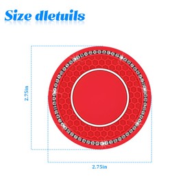 FALVFUN Bling Car Cup Holder Coaster, 2.75 Inch Crystal Rhinestone No Slip Anti Dust Vehicle Water Bottle Mat, Waterproof Auto Interior Drinking Pad Accessories, Universal Fit (Red/White)