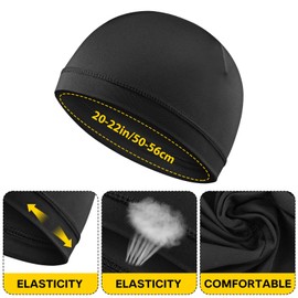 Ptwola 3Pcs Skull Caps Helmet Liner Sweat Wicking Cap Thermal Running Beanie Soft Lightweight Breathable Headwear for Cycling Sports Black