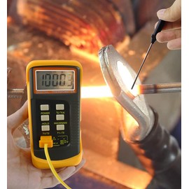 Digital Thermocouple Thermometer Type K (-50~1300°C) Dual Channel 4 Thermocouples (Wired and Stainless Steel) Handheld High Accuracy Temperature Meter Tester