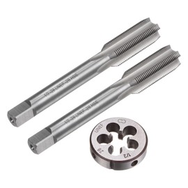 uxcell 3pcs Tap and Die Set, 1/2-28 UNEF Thread Tap & Round Die, Tapping Threading Tool Tap & Die Kit for Nut Screw Bolt Thread Repair