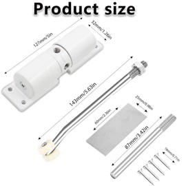 Automatic Door Closer, Zinc Alloy Safety Spring Door Closer Adjustable 30 kg Closing Door Hinge (White)