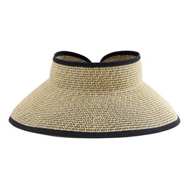 San Diego Hat Company Signature Women's Ultrabraid Large Brim Visor with Ribbon Binding & Sweatband, Sun Hats for Women, Multi/Black