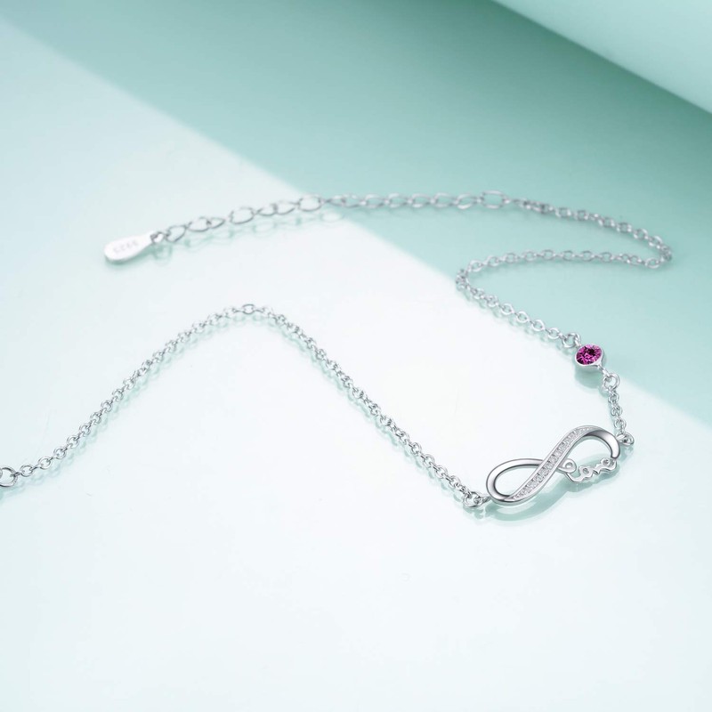 Infinity Anklet Sterling Silver 925 Women's Adjustable Infinity Anklet with