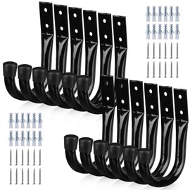 Heavy Duty Garage Storage Hooks, 12-piece Bike Hooks for Garage Wall, Utility Garage Hooks, Wall Mount J Hook for Hanging, Large Metal Storage Organizer Tool, Extension Cord Hanger