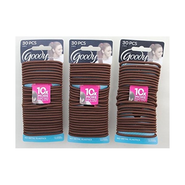 Goody Ouchless Elastics, Chocolate Cake, 30 Count (Pack of 3)