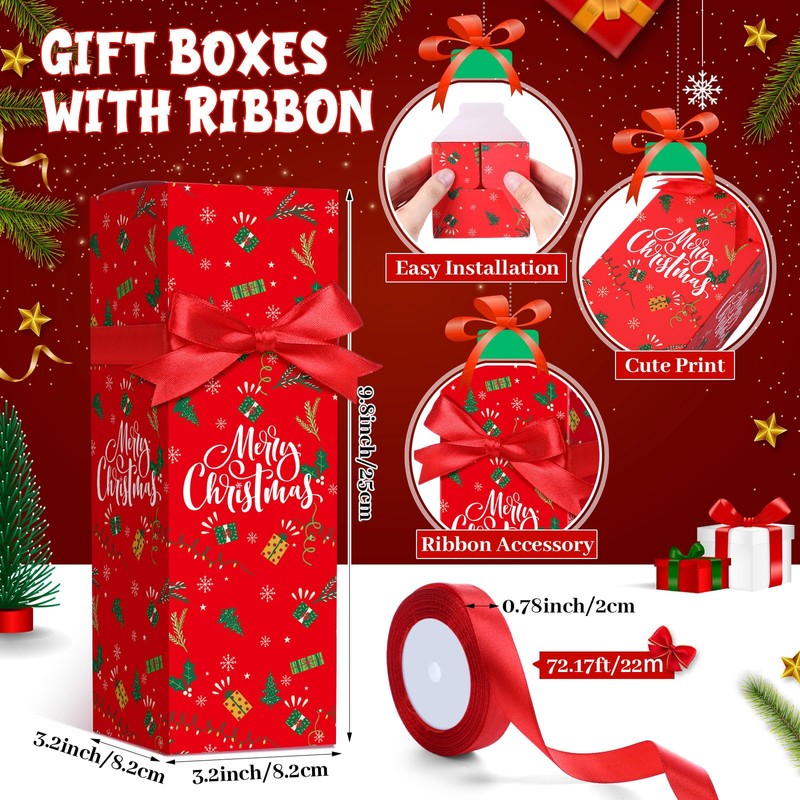 Windyun 36 Pcs Christmas Gift Boxes with Ribbon for Tumbler