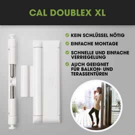 Cal Doublex XL - Fenstersicherung gegen Einbruch, auch für Balkontür, Terassentür Einbruchschutz (weiß)