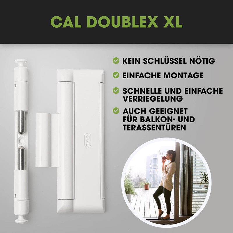 Cal Doublex XL - Fenstersicherung gegen Einbruch, auch für Balkontür,