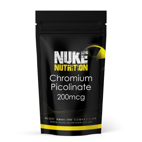 Nuke Nutrition Chromium Picolinate Tablets | 120 Tablets | 200mcg Chromium Supplement to Assist Blood Sugar Glucose & Insulin Control for Diabetes | Excellent for Hunger & Food Craving Suppression