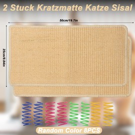 2 STK Sisal Teppich Katzen, 50×25 cm Sisal Katzenkratzmatte, Katzen Kratzbretter Kratzteppich Wand, Sisalmatte, Sisal Fußmatte Teppich für Sofa Möbel Tür Katze Kratzschutz
