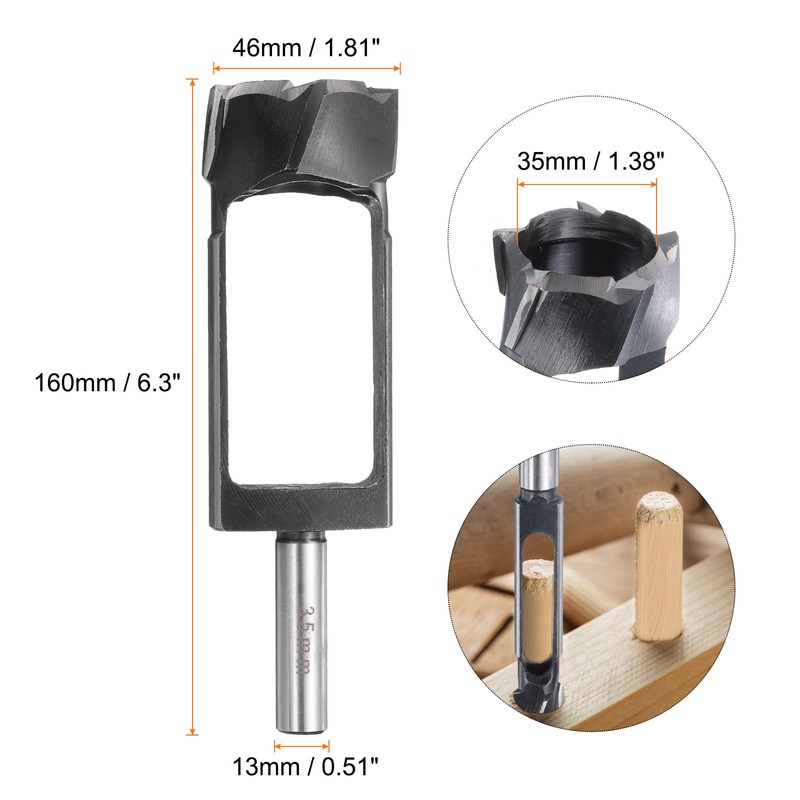 HARFINGTON Wood Tenon Dowel Plug Cutter 35mm Metric Tenon Dowel