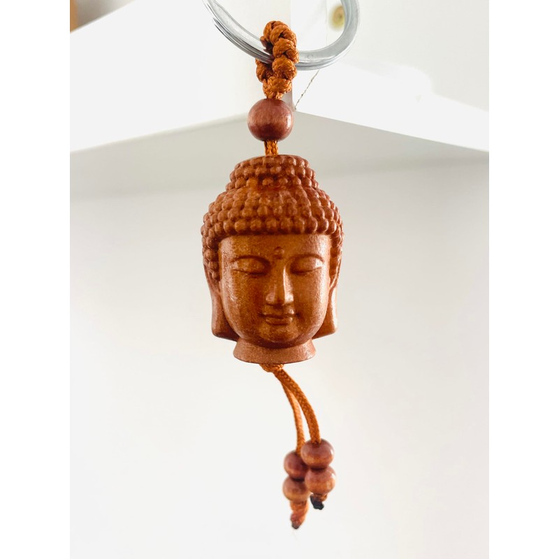WOO MANTO 1 piece Buddha key ring made of wood,